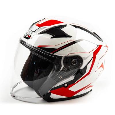 Шлем мото открытый GTX 278 (XL) #3 WHITE/RED BLACK (2 визора)