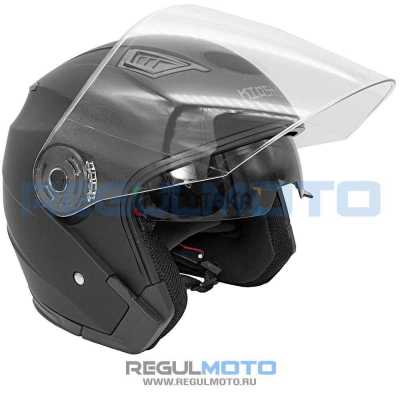 Шлем мото открытый KIOSHI (Киоши) 516 Solid со стеклом и очками чёрный матовый (S) - купить с доставкой, цены в интернет-магазине Мототека