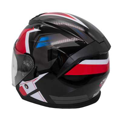 Шлем мото открытый KIOSHI (Киоши) 526 со стеклом и очками чёрный/красный (S) - купить с доставкой, цены в интернет-магазине Мототека