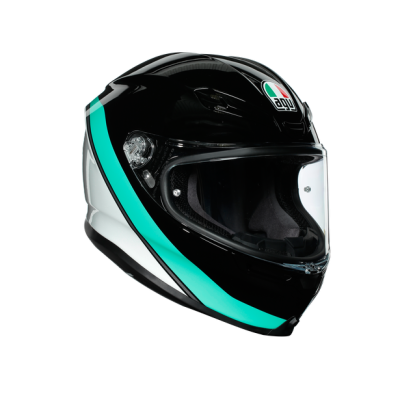 Шлем мото интеграл AGV (АГВ) K-6 MULTI Minimal Black/Pearl White/Aqua MS