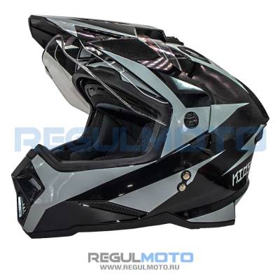 Шлем мото мотард KIOSHI (Киоши) Fighter 802 с очками чёрный/серый (S)