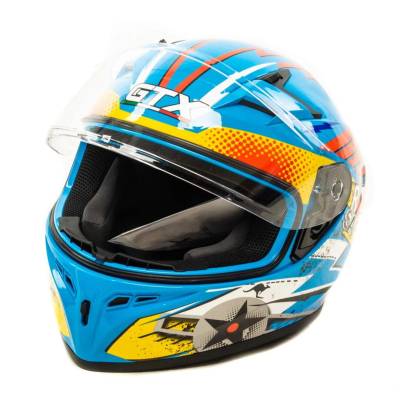 Шлем мото интеграл GTX 578S (S) #2 BLUE / ORANGE YELLOW подростковый