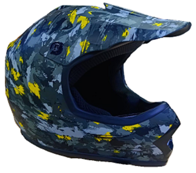 Шлем мото кроссовый детский Motax (Мотакс) жёлтый камуфляж L