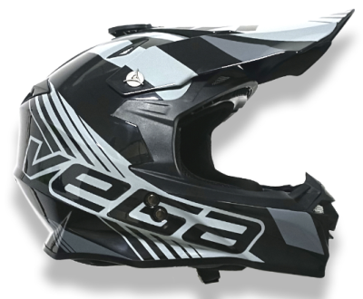 Шлем мото Vega (Вега) V-FLO (216) черный серая графика S