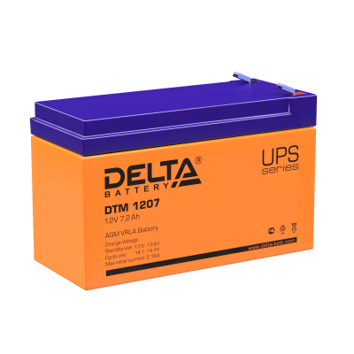 Аккумуляторная батарея DELTA (Дельта) DTM 1207 12V7Ah (114x70x132) (залитая, необслуж.)