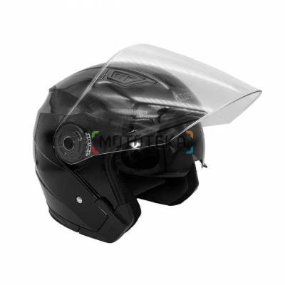 Шлем мото открытый KIOSHI (Киоши) 516 Solid со стеклом и очками чёрный (M)