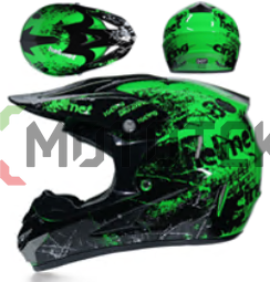 Шлем мото кроссовый детский Motax (Мотакс) G4 чёрный/зелёный глянцевый S