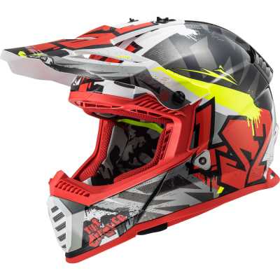 Шлем мото кроссовый LS2 (ЛС2) MX437 Fast Evo Crusher Черно-Красный