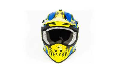 Шлем мото кроссовый GTX 633 (M) #1 FLUO YELLOW/BLUE BLACK - купить с доставкой, цены в интернет-магазине Мототека