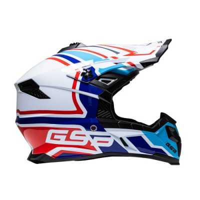 Шлем кроссовый облегчённый GSB XP - 20 MO DESIGN BIANCO BLU ROSSO - купить с доставкой, цены в интернет-магазине Мототека