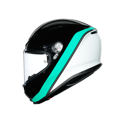 Шлем мото интеграл AGV (АГВ) K-6 MULTI Minimal Black/Pearl White/Aqua MS - купить с доставкой, цены в интернет-магазине Мототека