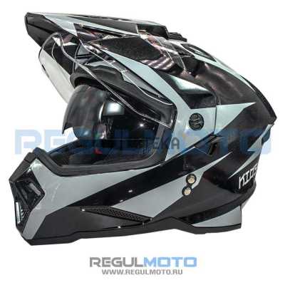 Шлем мото мотард KIOSHI (Киоши) Fighter 802 с очками чёрный/серый (M) - купить с доставкой, цены в интернет-магазине Мототека