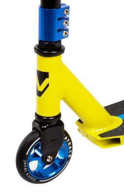 Самокат трюковый Novatrack (Новатрак) WOLF EL, анодированные цвета зажима и обода колеса, черно-лимонный - купить с доставкой, по выгодной цене в интернет-магазине Мототека