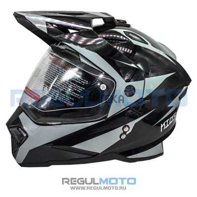 Шлем мото мотард KIOSHI (Киоши) Fighter 802 с очками чёрный/серый (M) - купить с доставкой, цены в интернет-магазине Мототека