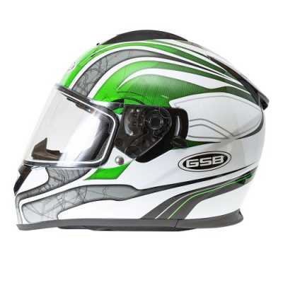 Шлем интеграл GSB G - 350 GREEN WHITE - купить с доставкой, цены в интернет-магазине Мототека